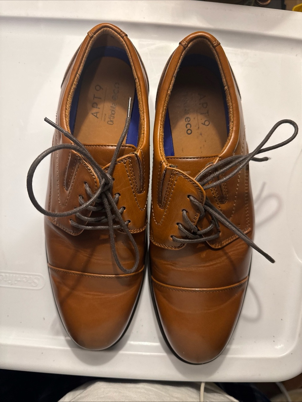 Apt. 9 Men’s Cognac Brown Leather Cap-Toe Oxfords